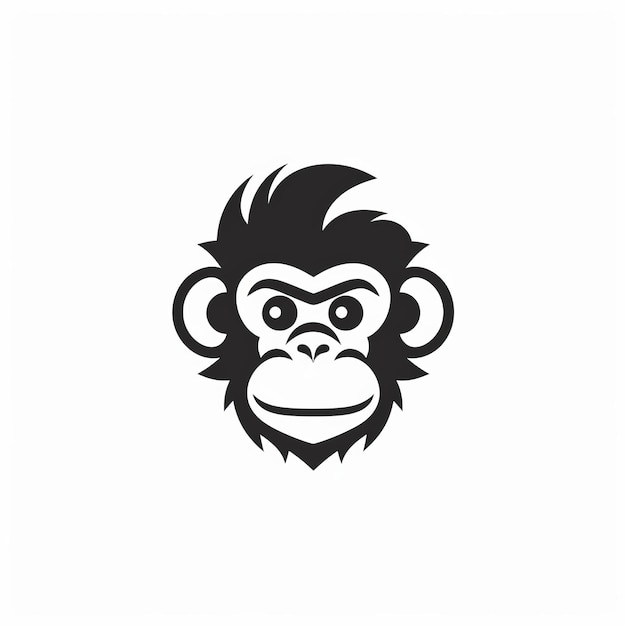 Bold Graphic Design Clever Monkey Icon On White Background