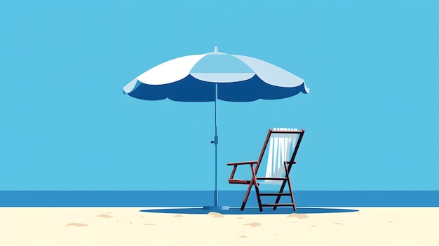 Bold illustration of a beach chair with an umbrella