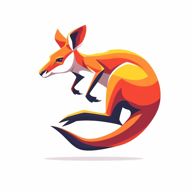 Photo bold leaping kangaroo a flat design esports logo generative ai