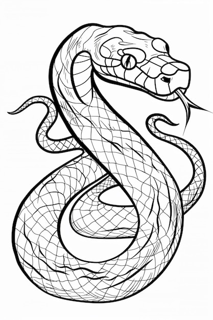 Bold line art cartoon stijl Snake vector voor kinderen kleurboek