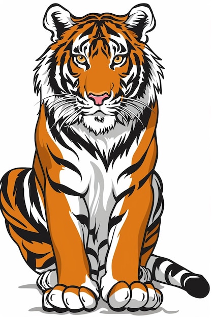 Bold line art cartoon stijl Tiger vector voor kinderen kleurboek