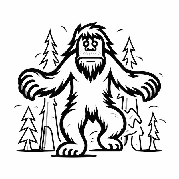 Bold Line Work Playful Bigfoot Sticker With Minimalist Design