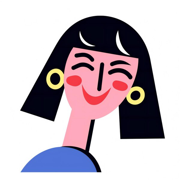 Bold lined winking woman avatar on white