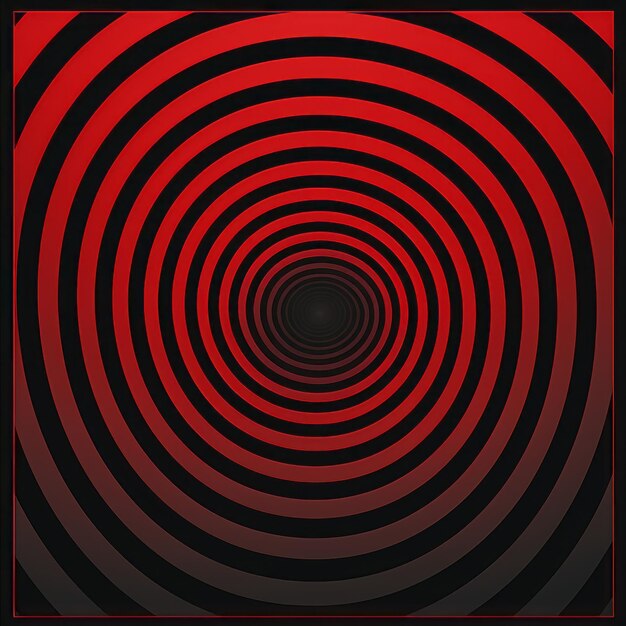 Bold Op Art Image Red Circular Spiral With Distorted Bodies