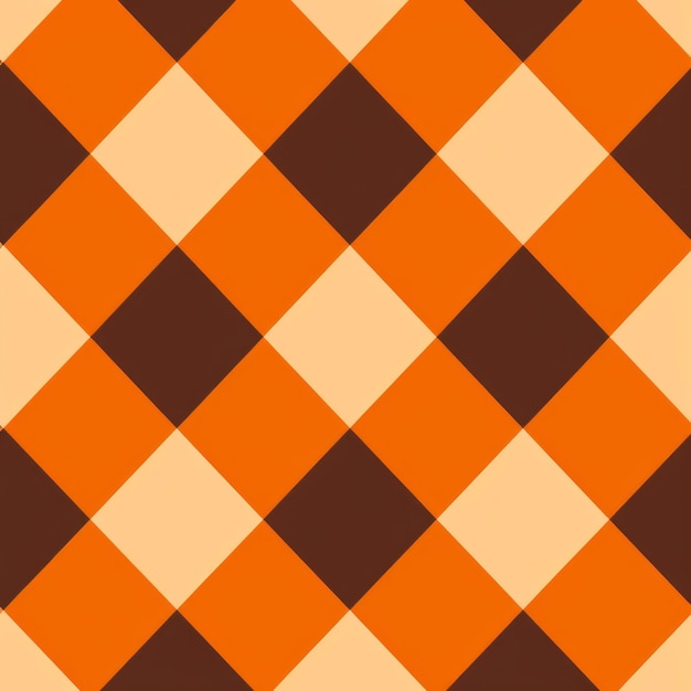 Bold Orange And Brown Checkered Pattern With Argyle Background