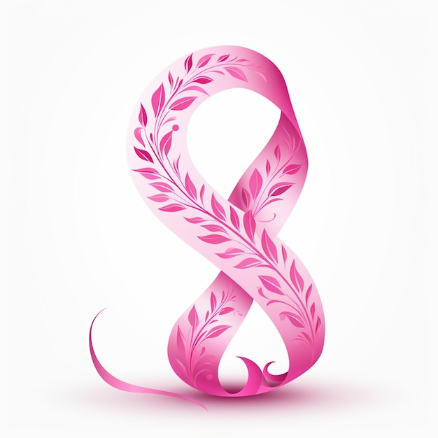 Bold pink ribbon on ivory background