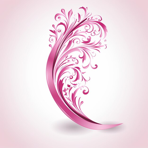 Photo bold pink ribbon on a white background eyecatching and attentiongrabbing