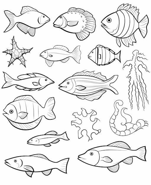 Photo bold and playful 25 cartoon sea animals coloring extravaganza