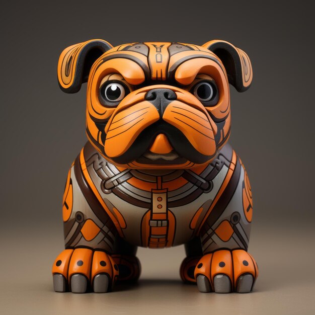 Photo bold and playful bulldog figure with zbrush style
