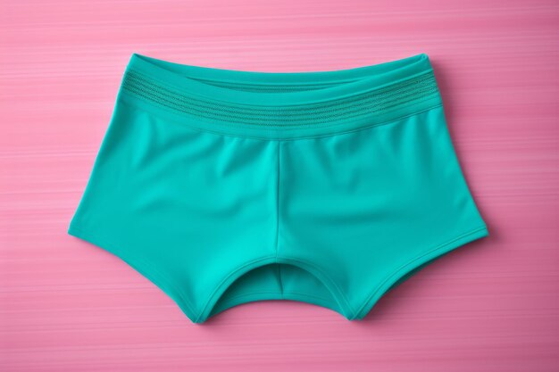 Photo bold and playful turquoise women's underwear pops on vibrant pink background ample space for capt