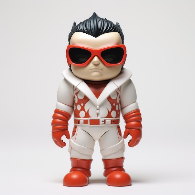 Photo bold and playful white vinyl toy with actionpacked cartoon style