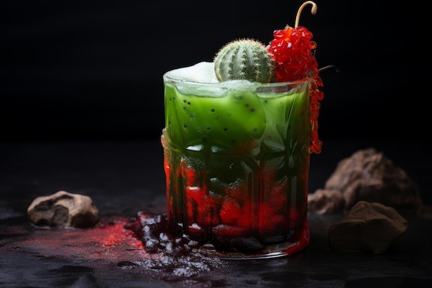 Bold Red green cactus cocktail Generate Ai