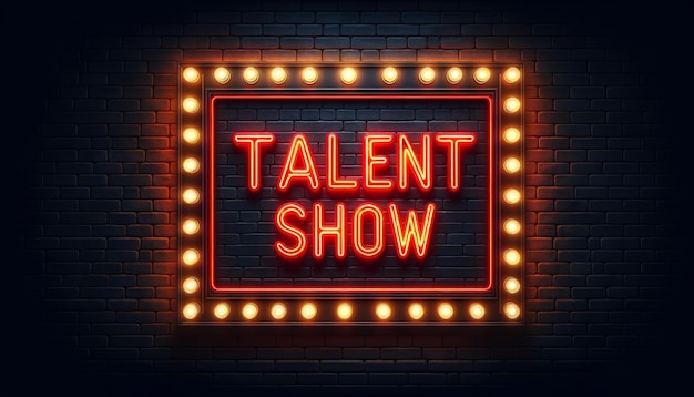 Bold Red Neon Talent Show Signage on Textured Wall