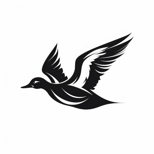 Bold Silhouette Vector Illustration Of Flying Duck