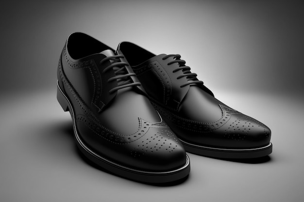 Смелые и простые черные туфли на белом фоне, произведение искусства, созданное искусственным интеллектом