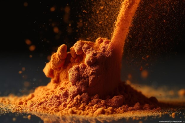 Photo bold and spicy closeup shot of a spoonful of chili powder adding flavor and heat to your dishes