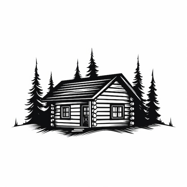 Photo bold stencil cabin design clean vector art with precise and sharp details