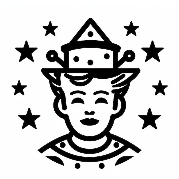 Photo bold stencil illustration of crowned character with toylike proportions