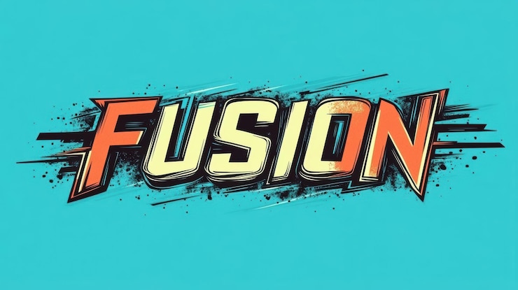Photo bold stylized typography with dynamic lines and textured effects