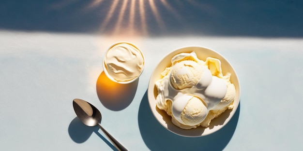 Photo bold trendy sunny summer illustration with icecream generative ai