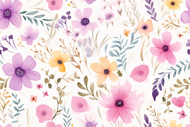 대담한 수채화 꽃 파워 빛나는 수채화 페투니아 패턴