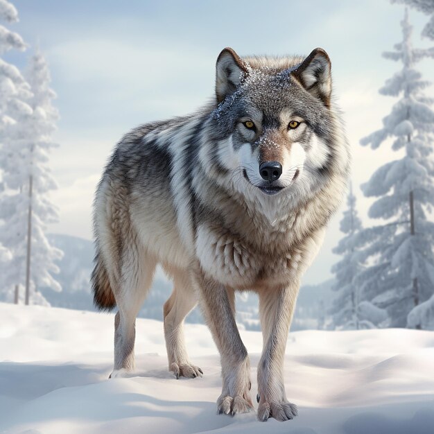 Photo bold wolf in winter background