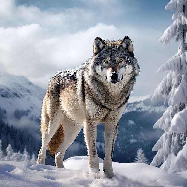 Photo bold wolf in winter background