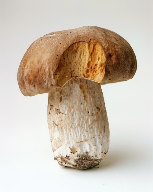 볼레투스 에두리스 (Boletus edulis) 는 식용  또는 볼레테 버섯 으로, 백색 바탕 에 분리 되어 식단 을 위해 사용 된다