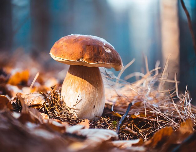 사진 가을 숲의 boletus edulis 또는 porcini 버섯