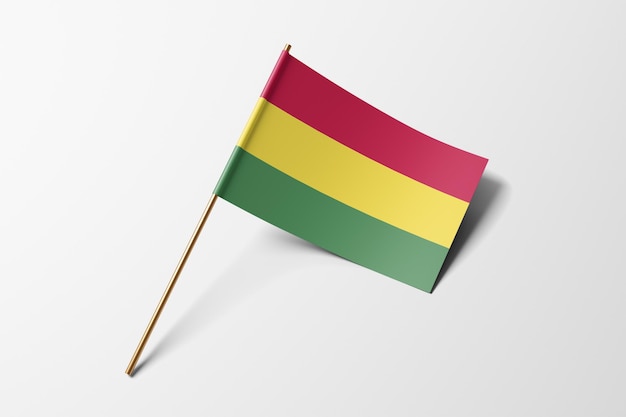 Photo bolivia small paper flag on white background