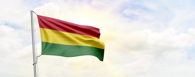 Bolivia vlag zwaaien op hemelachtergrond 3D-rendering