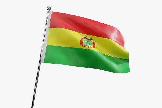 Bolivia waving fabric flag isolated on white background 3D illustration