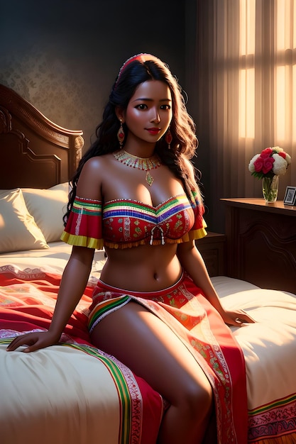 Bolivia Woman In Bed AI Generative