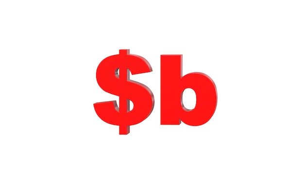 Bolivian boliviano currency symbol of Bolivia in Red 3d rendering 3d illustration