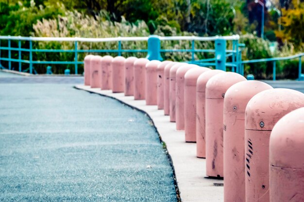 Photo bollards by road