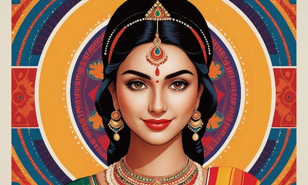 Photo a bollywood goddess in art deco style