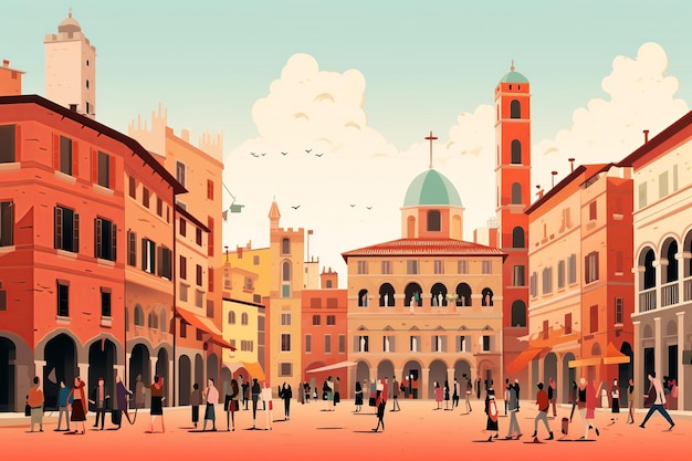 Bologna Beauty Medieval Towers Bustling Markets amp Portico Streets in Minimalist Style