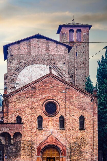 Bologna Italy Basilica di Santo Stefano named Sette Chiese Seven Churches against sky with clouds