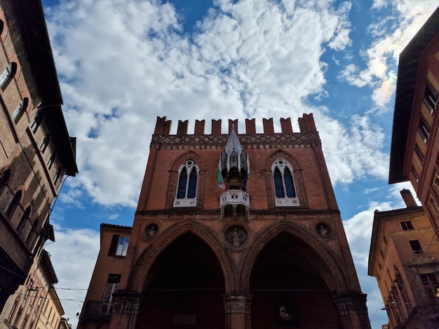 Bologna italy medieval buildings house in mercanzia place