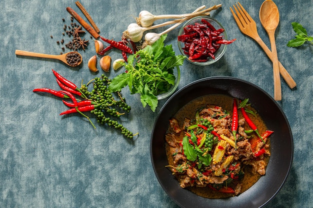 Bolognese sauce  hot juicy ground beef stewed with tomato sauce spices basil finely chopped vege