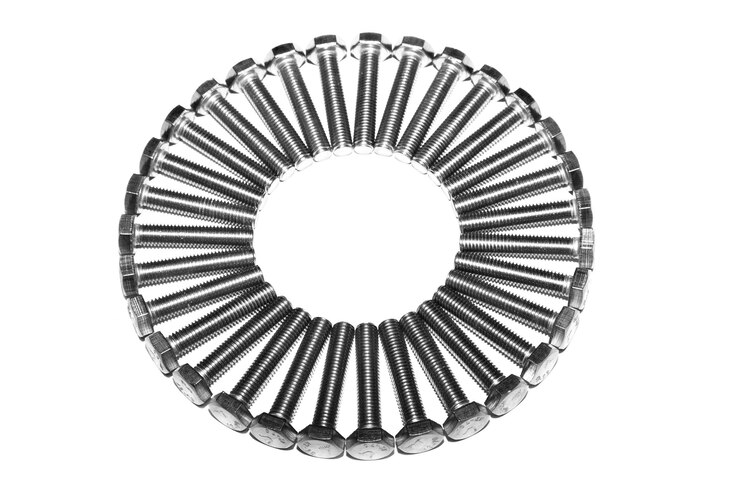 फोटो bolts laid out in a circle on a white background closeup