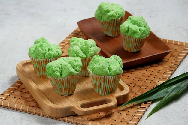 bolu kukus or steamed cupcake an Indonesian traditional sweet snackvery fluffy and soft texture