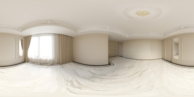 bolvormig panorama van het interieur, 3D illustratie