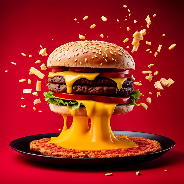 Foto una bomba è dentro un hamburger e poi esplode e si rompe e si spezza e si spezza e distrugge