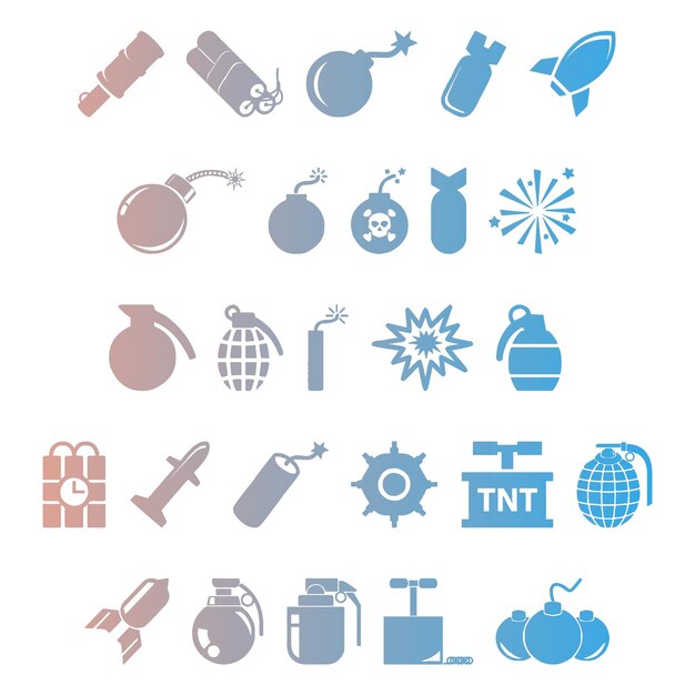 bomb items gradient effect photo jpg vector set