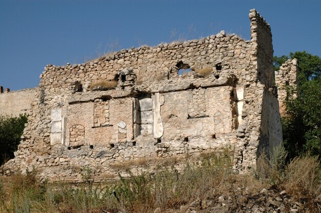 Bombardement van gebouwen in Nagorno-Karabach