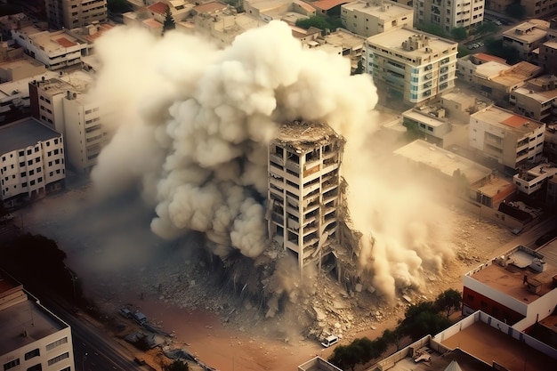 爆弾で破壊された建物 紛争で瓦 ⁇ で破壊された ガザ パレスチナ イスラエル またはロシア 戦争の破壊
