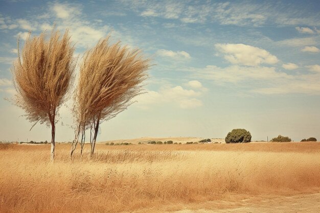 Foto bomen en gras tegen de lucht