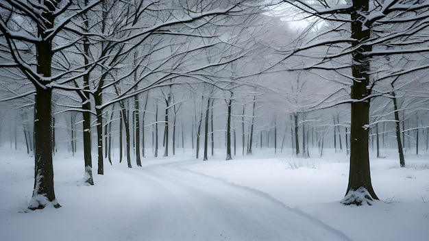 Foto bomen en sneeuw ai