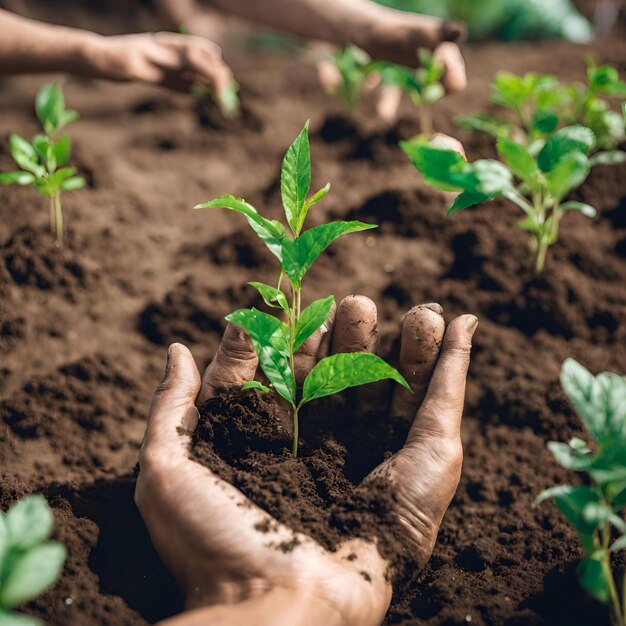 Bomen planten voor een duurzame toekomstige gemeenschapstuin en milieubescherming